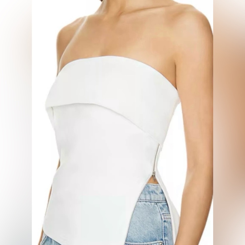 NWT Zara White Strapless Tube Top with Silver Zippers – Size M - Picture 5 of 9